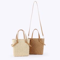 Women's Medium Polyester Cotton Straw Solid Color Basic Beach Zipper Straw Bag main image 6
