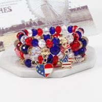 Großhandel Schmuck Einfacher Stil Klassischer Stil Amerikanische Flagge Künstlicher Kristall Legierung Weichen Lehm Perlen Armbänder main image 1