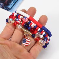 Wholesale Jewelry Simple Style Classic Style American Flag Artificial Crystal Alloy Soft Clay Beaded Bracelets main image 3