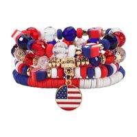 Wholesale Jewelry Simple Style Classic Style American Flag Artificial Crystal Alloy Soft Clay Beaded Bracelets main image 4