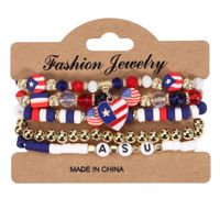 Wholesale Jewelry Simple Style Classic Style American Flag Artificial Crystal Alloy Soft Clay Beaded Bracelets sku image 1