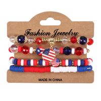 Wholesale Jewelry Simple Style Classic Style American Flag Artificial Crystal Alloy Soft Clay Beaded Bracelets sku image 9