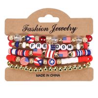 Wholesale Jewelry Simple Style Classic Style American Flag Artificial Crystal Alloy Soft Clay Beaded Bracelets sku image 2