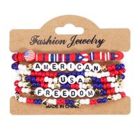 Wholesale Jewelry Simple Style Classic Style American Flag Soft Clay Beaded Bracelets main image 1