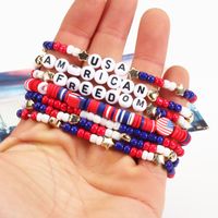 Wholesale Jewelry Simple Style Classic Style American Flag Soft Clay Beaded Bracelets main image 3