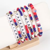 Wholesale Jewelry Simple Style Classic Style American Flag Soft Clay Beaded Bracelets main image 2