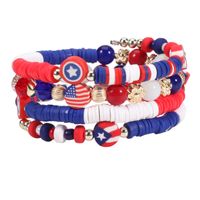 Wholesale Jewelry Classic Style American Flag Soft Clay Beaded Bracelets sku image 1