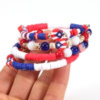 Wholesale Jewelry Classic Style American Flag Soft Clay Beaded Bracelets main image 3