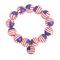 Wholesale Jewelry Retro American Flag Wood Beaded Bracelets sku image 1
