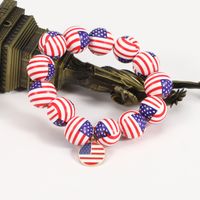 Wholesale Jewelry Retro American Flag Wood Beaded Bracelets main image 1