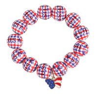 Wholesale Jewelry Retro American Flag Wood Beaded Bracelets sku image 2