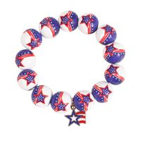 Wholesale Jewelry Retro American Flag Wood Beaded Bracelets sku image 4