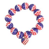 Wholesale Jewelry Retro American Flag Wood Beaded Bracelets sku image 3
