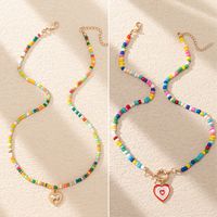 Cute Heart Shape Glass Zinc Alloy Beaded Women's Pendant Necklace main image 5