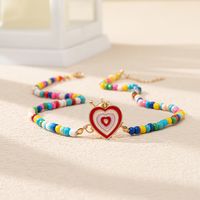 Cute Heart Shape Glass Zinc Alloy Beaded Women's Pendant Necklace main image 2