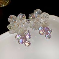 1 Pair Elegant Sweet Flower Crystal Arylic Drop Earrings main image 3