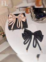 Women's Elegant Lady Bow Knot Satin Inlay Artificial Pearls Zircon Hair Clip main image 4