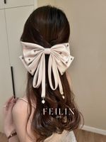 Women's Elegant Lady Bow Knot Satin Inlay Artificial Pearls Zircon Hair Clip main image 5