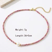 304 Stainless Steel Beaded 18K Gold Plated IG Style Simple Style Commute Inlay Round Natural Stone Pendant Necklace sku image 1