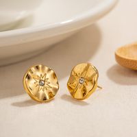1 Pair IG Style Basic Classic Style Flower Plating Inlay 304 Stainless Steel Rhinestones 18K Gold Plated Ear Studs main image 5