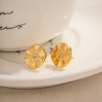 1 Pair IG Style Basic Classic Style Flower Plating Inlay 304 Stainless Steel Rhinestones 18K Gold Plated Ear Studs main image 6