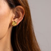 1 Pair IG Style Basic Classic Style Flower Plating Inlay 304 Stainless Steel Rhinestones 18K Gold Plated Ear Studs main image 7