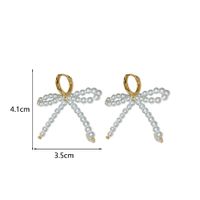 1 Paar Elegant Einfacher Stil Bogenknoten Perlen Imitationsperle Legierung Tropfenohrringe main image 2