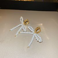 1 Paar Elegant Einfacher Stil Bogenknoten Perlen Imitationsperle Legierung Tropfenohrringe main image 3