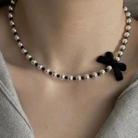Agate Sterling Silver Casual Sweet Beaded Bow Knot Necklace main image 6
