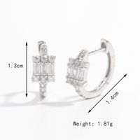 1 Piece Romantic Pastoral Simple Style Four Leaf Clover Rectangle Hollow Out Inlay Sterling Silver Shell Pearls Zircon White Gold Plated Earrings sku image 3