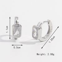 1 Piece Romantic Pastoral Simple Style Four Leaf Clover Rectangle Hollow Out Inlay Sterling Silver Shell Pearls Zircon White Gold Plated Earrings sku image 4