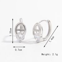 1 Piece Romantic Pastoral Simple Style Four Leaf Clover Rectangle Hollow Out Inlay Sterling Silver Shell Pearls Zircon White Gold Plated Earrings sku image 6