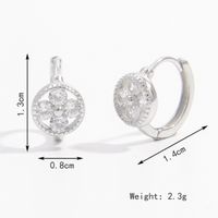 1 Piece Romantic Pastoral Simple Style Four Leaf Clover Rectangle Hollow Out Inlay Sterling Silver Shell Pearls Zircon White Gold Plated Earrings sku image 8