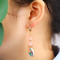 1 Pair Casual Beach Starfish Conch Shell Beaded Natural Stone 18K Gold Plated Drop Earrings main image 6