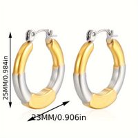 1 Pair IG Style Casual Retro Color Block Polishing 304 Stainless Steel 18K Gold Plated Earrings main image 2