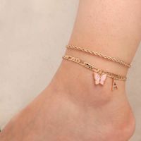 Casual Vacation Letter Butterfly Copper Inlay Zircon Women's Anklet main image 1