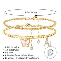 Casual Vacation Letter Butterfly Copper Inlay Zircon Women's Anklet main image 2
