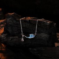 Sterling Silver Casual Inlay Clouds Water Droplets Zircon Pendant Necklace sku image 1