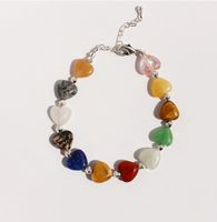 Casual Simple Style Heart Shape Natural Stone Brass Wholesale Bracelets Necklace sku image 1
