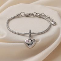 Wholesale Jewelry Y2K Casual Simple Style Letter Heart Shape Alloy Copper Rhinestones Enamel Inlay Bracelets sku image 1