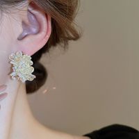 1 Pair Elegant Simple Style Flower Inlay Alloy Rhinestones Earrings main image 4