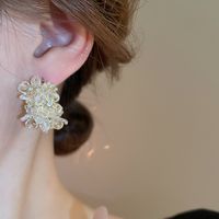 1 Pair Elegant Simple Style Flower Inlay Alloy Rhinestones Earrings main image 6