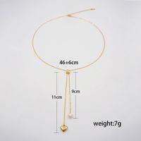 304 Stainless Steel Freshwater Pearl Titanium Steel Gold Plated Casual Vacation Simple Style Handmade Heart Shape Pendant Necklace main image 2