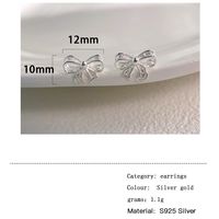 1 Pair Simple Style Bow Knot Hollow Out Sterling Silver Ear Studs main image 2