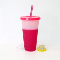 New Fashion Temperature Sensitive Color Changing Plastic Straw Cup 710ml sku image 10