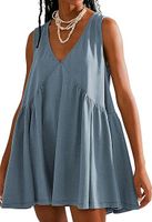 Women's Tea Dress Simple Style V Neck Ruched Sleeveless Solid Color Above Knee Holiday Travel Daily main image 10