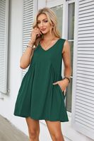 Women's Tea Dress Simple Style V Neck Ruched Sleeveless Solid Color Above Knee Holiday Travel Daily main image 7