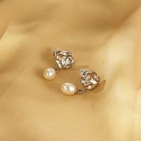 1 Pair Simple Style Oval Inlay 304 Stainless Steel Pearl 18K Gold Plated Drop Earrings main image 7