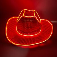Halloween Carnival Colorful Sequins Wireless Luminous Western Cowboy Hat sku image 22