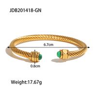 IG Style Simple Style Geometric 304 Stainless Steel Natural Stone Bangle In Bulk main image 2